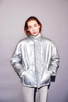 girl with silver snowjacket